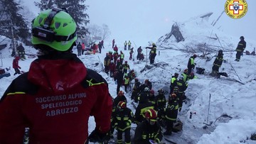 Po lawinie we Włoszech. Akcja trwa. 9 osób uratowano z zasypanego hotelu