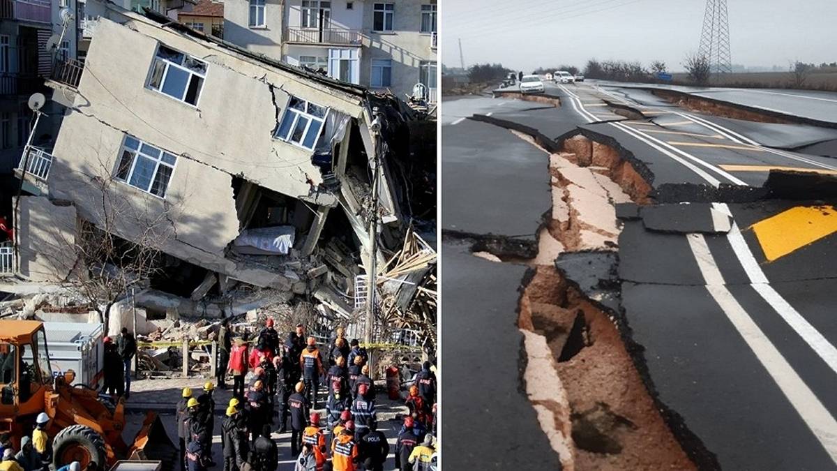 Skutek trzęsienia ziemi w Turcji to zniszczone budynki i drogi. Fot. Twitter.