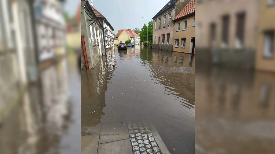 Podtopienia w Strzelcach Krajeńskich w woj. lubuskim. Fot. Facebook / Malwina Baczyńska.