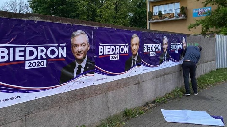 Sztab Biedronia prezentuje hasło wyborcze. Dzień wcześniej Czarzasty mówił, że go nie będzie