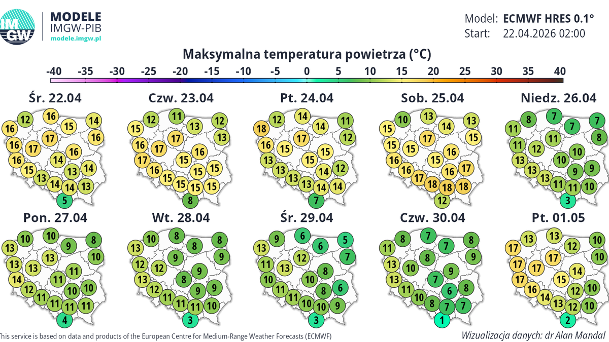 Obecnie ocieplenie, z temperaturami dochodzącymi do 17 st. C, potrwa do pierwszej połowy weekendu