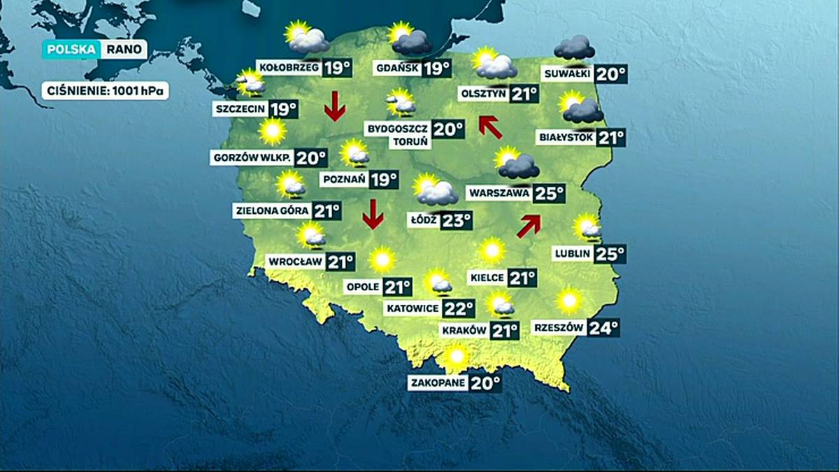 Prognoza pogody - środa, 5 sierpnia - rano