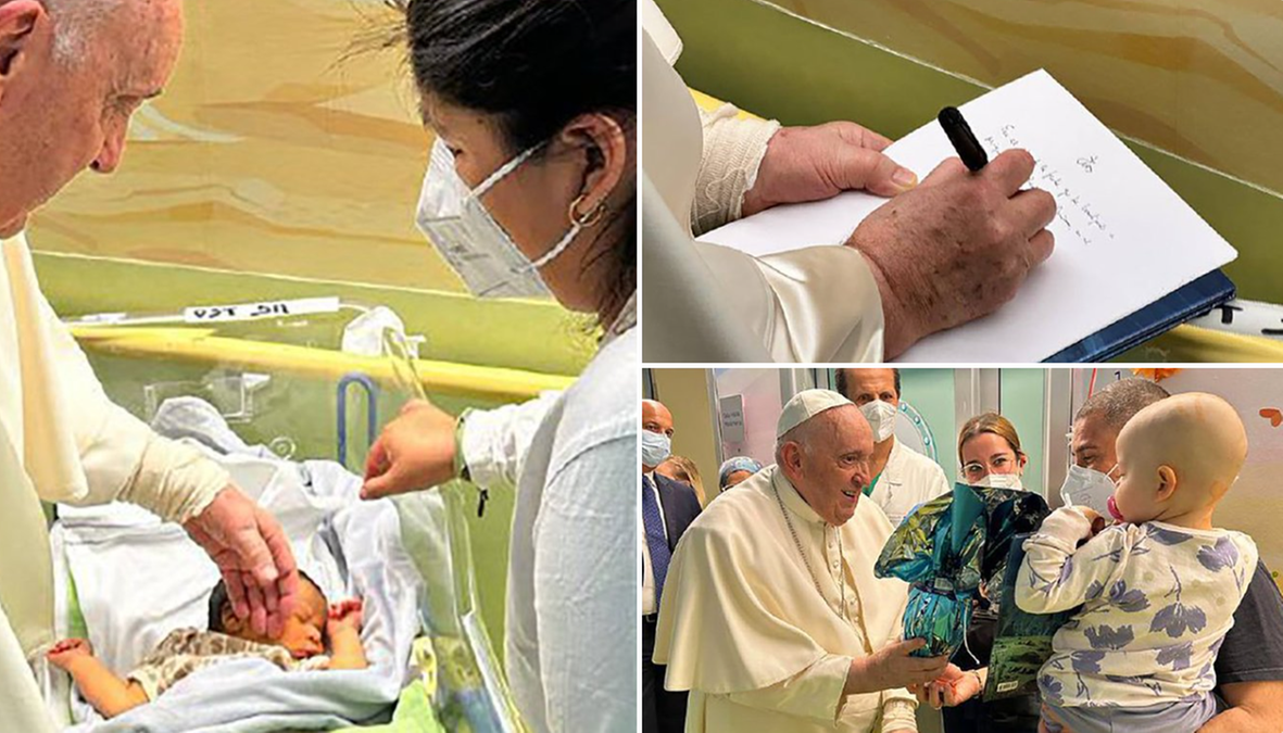 Rzym. Papież w szpitalu. Odwiedził dzieci chore na raka i ochrzcił noworodka