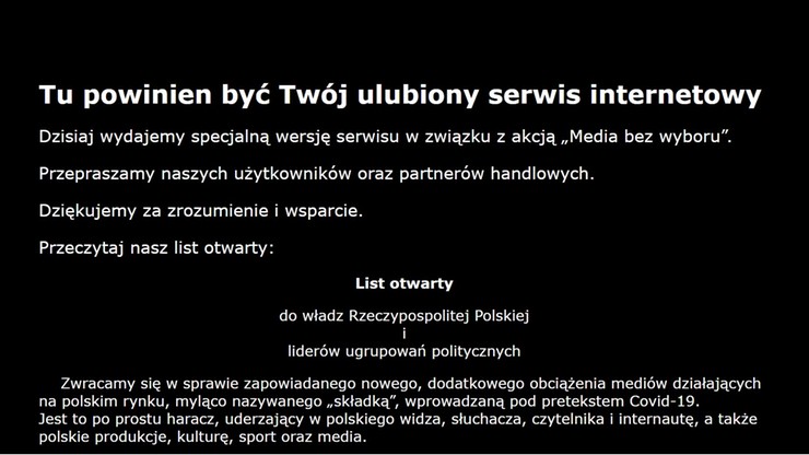 "Media bez wyboru". List otwarty do władz RP