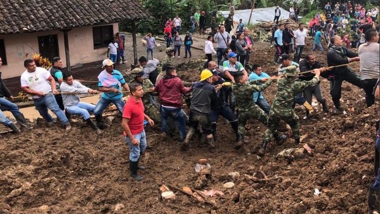 Co najmniej 14 osób zginęło w lawinie błotnej w Kolumbii