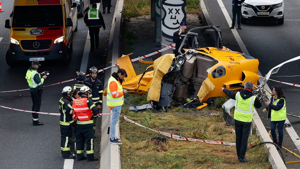 Hiszpania. Śmigłowiec rozbił się na środku autostrady w Madrycie. Do szpitala trafiły trzy osoby