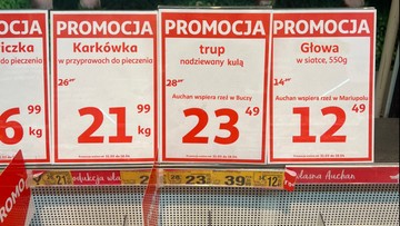 "Auchan wspiera rzeź w Buczy". Akcja w sklepie