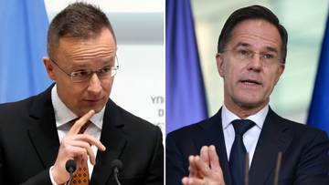 Peter Szijjarto, minister spraw zagranicznych Węgier, i Mark Rutte, sekretarz generalny NATO.