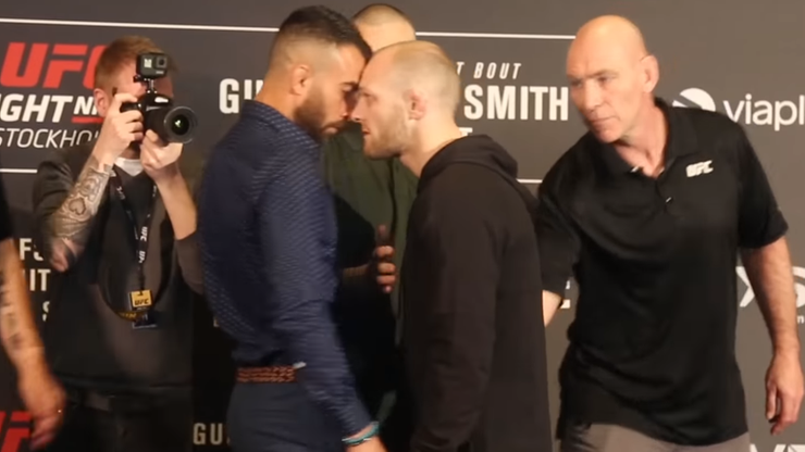 UFC: Spięcie na spotkaniu twarzą w twarz! Amirkhani odepchnął rywala (WIDEO)