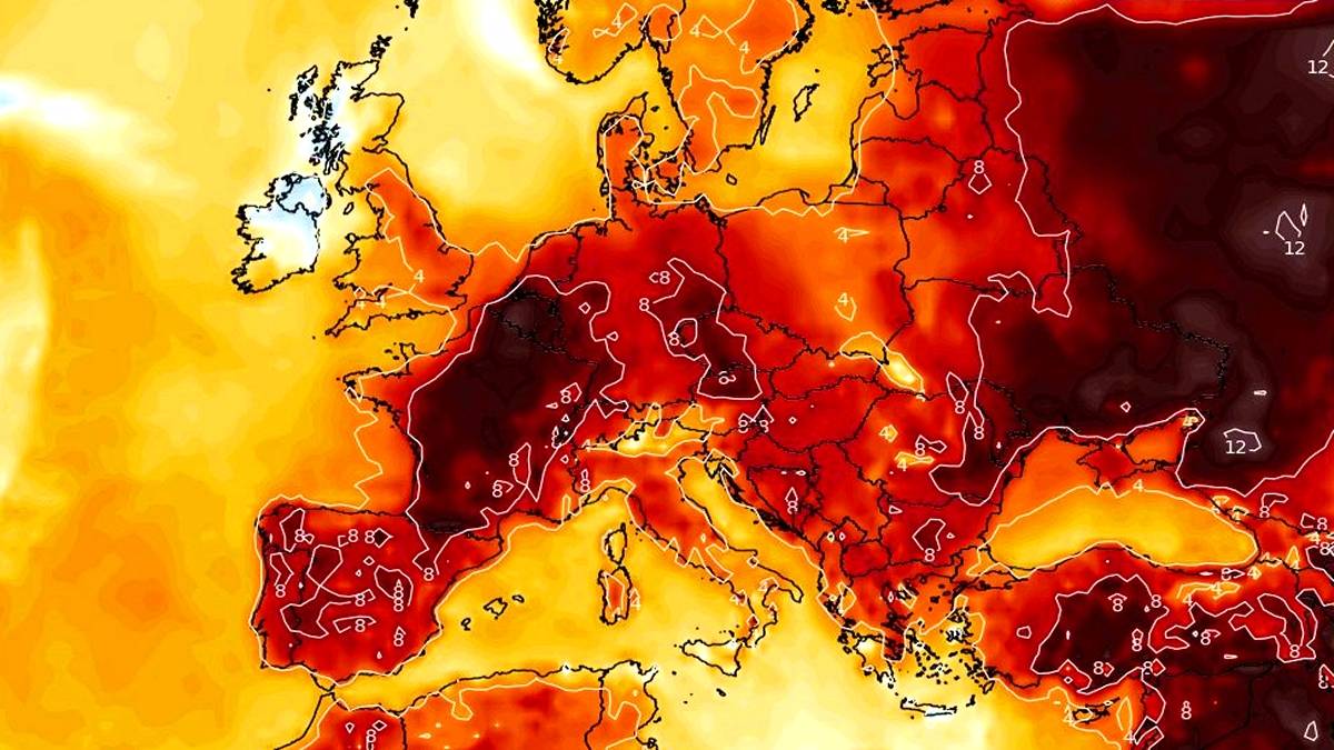 Padł historyczny rekord temperatury. Fot. Wxcharts.com