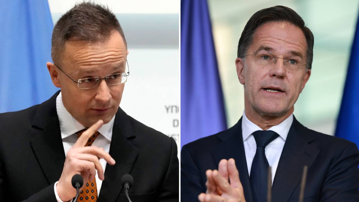 Peter Szijjarto, minister spraw zagranicznych Węgier, i Mark Rutte, sekretarz generalny NATO.