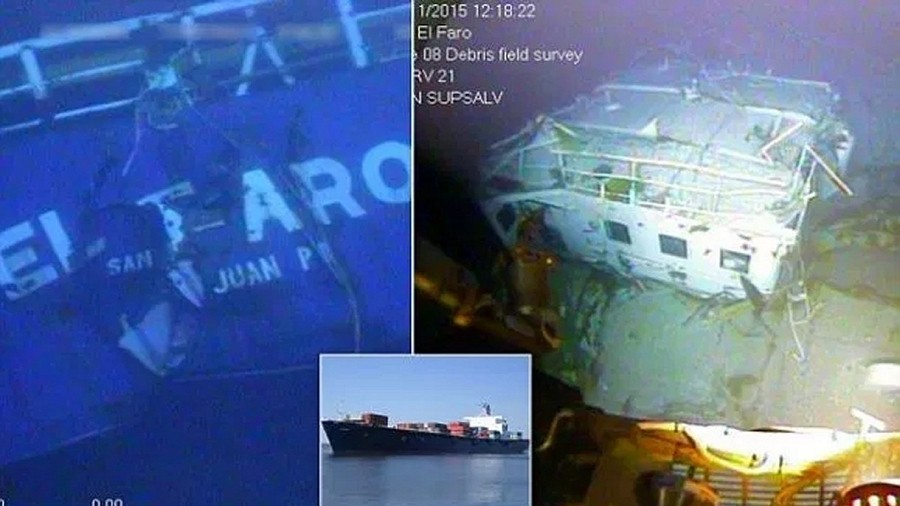 Zdjęcia zatopionego wraku statku El Faro. Fot. Twitter.