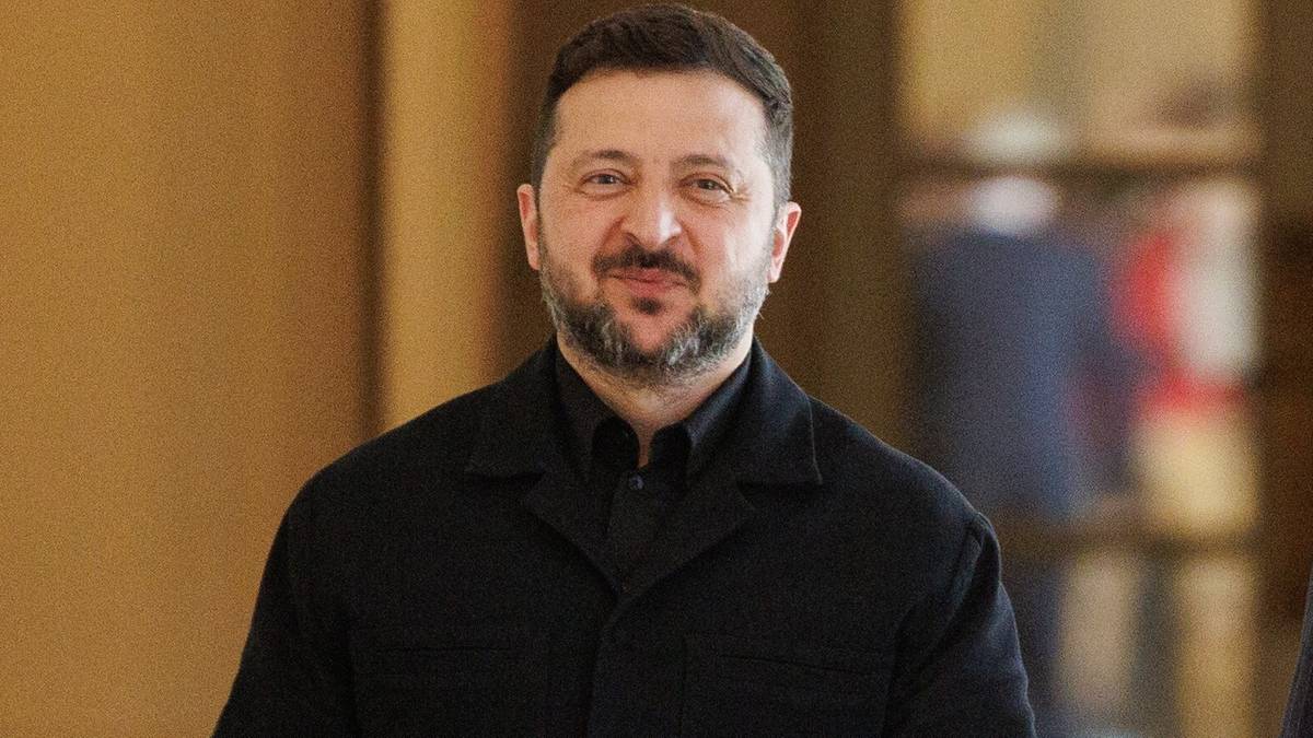 Wołodymyr Zełenski, prezydent Ukrainy, w czarnej koszuli.