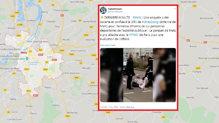 Francja: 28-latek z nożem zaatakował policjantów [WIDEO]