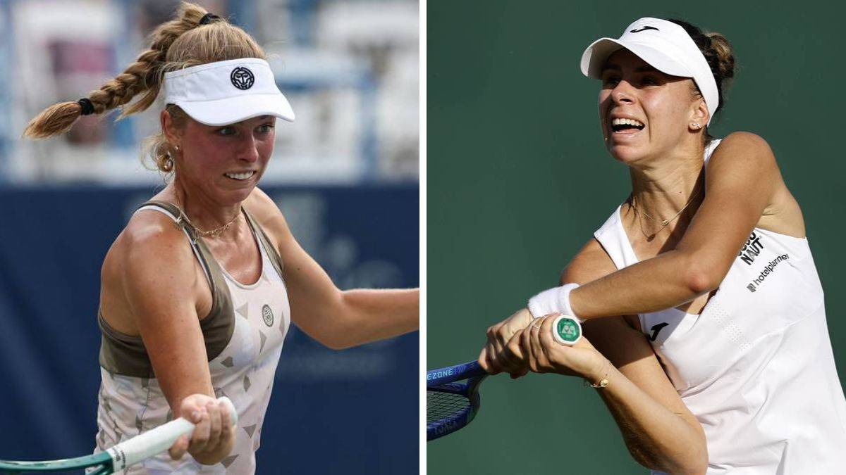 Dwie tenisistki, Magdalena Linette i Magdalena Fręch, podczas meczu.