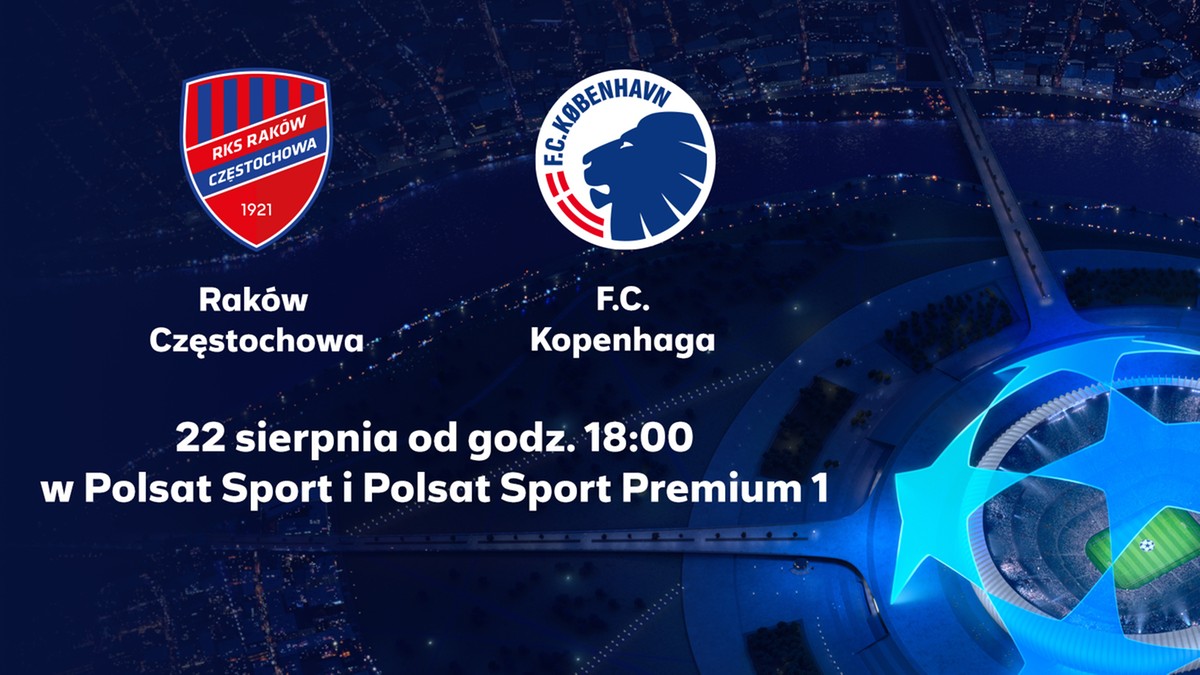 Dwumecz Raków Częstochowa - FC Kopenhaga w sportowych kanałach Polsatu