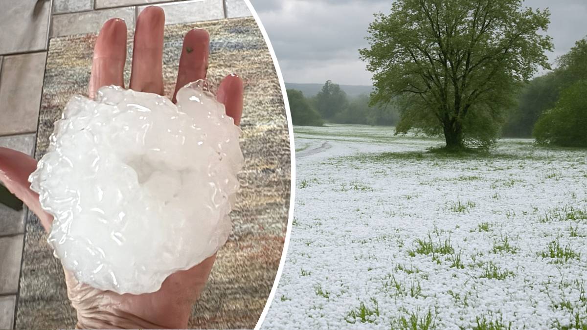Grad wielkości dłoni w Kansas. Fot. KSNW-Wichita / Sandi Wright.