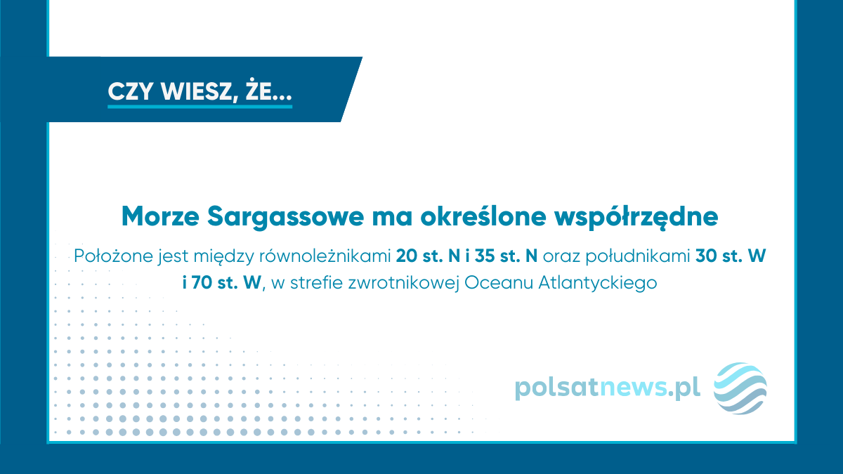 Morze Sargassowe ma określone współrzędne geograficzne i znajduje się na Oceanie Atlantyckim