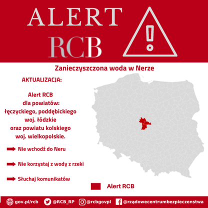 Alert RCB w związku z zatruciem rzeki Ner