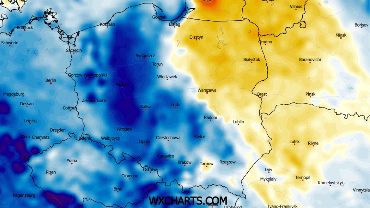 W zachodniej Polsce w piątek może być nawet o około 10 stopni mniej niż na wschodzie