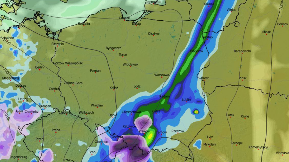 Czwartek upłynie pod znakiem intensywnych opadów w wielu miejscach. Do tego na południu spadnie więcej śniegu