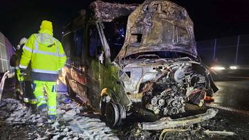 Pożar karetki na autostradzie A4. W środku był przewożony pacjent