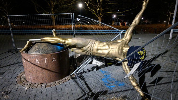 Ostatni "upadek" Ibrahimovicia. Pomnik w Malmoe doszczętnie zniszczony