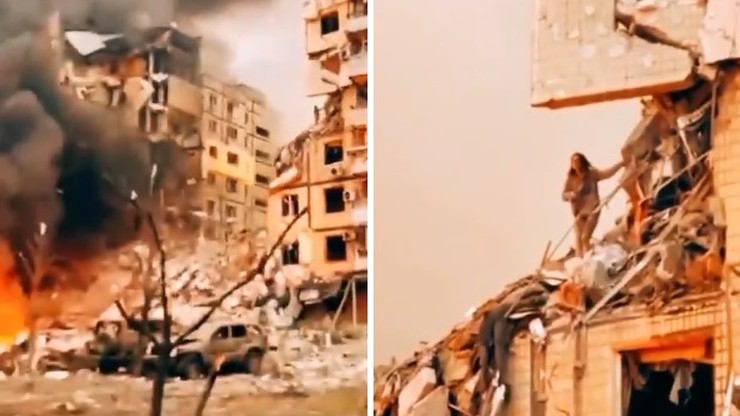 Ostrzelany blok w Dnieprze. Poruszające wideo z miejsca tragedii