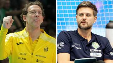 Dwie osoby w strojach sportowych, jedna w ż&oacute;łtej koszulce z napisem LUK, druga w granatowej koszulce z logo Aluron CMC.