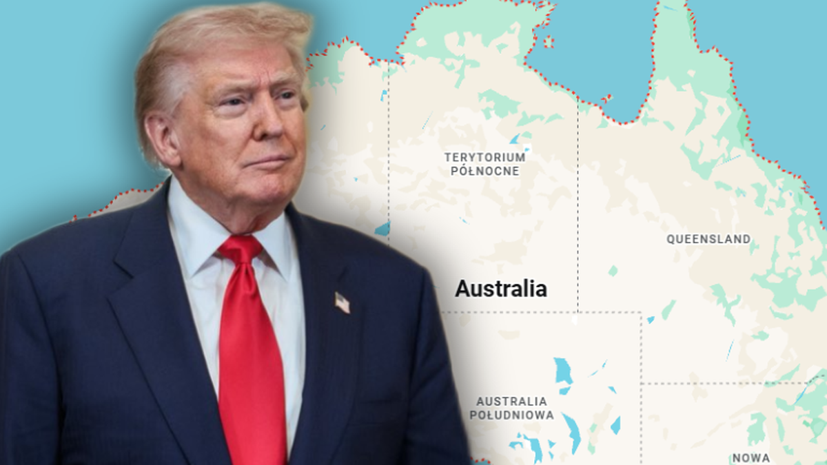 Donald Trump na tle mapy Australii