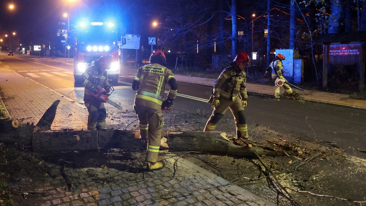 Orkan Ciaran nad Polską. Strażacy usuwają skutki wichur