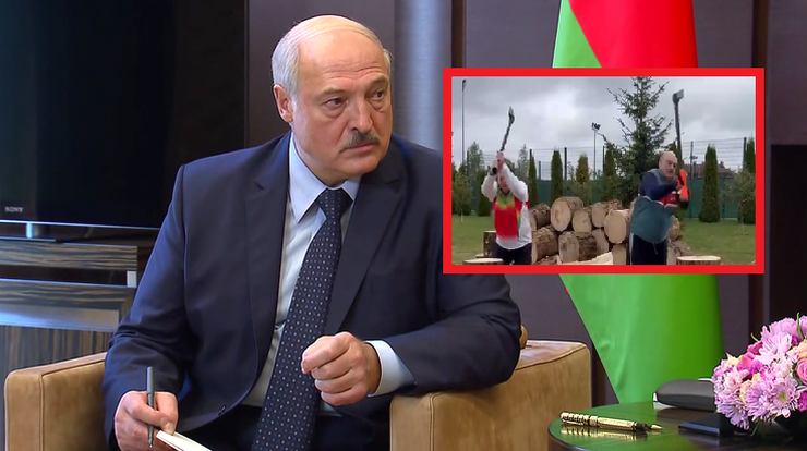 Białoruś. Aleksandr Łukaszenka rąbie drewno i mówi: "Nie pozwolimy Europie zamarznąć"