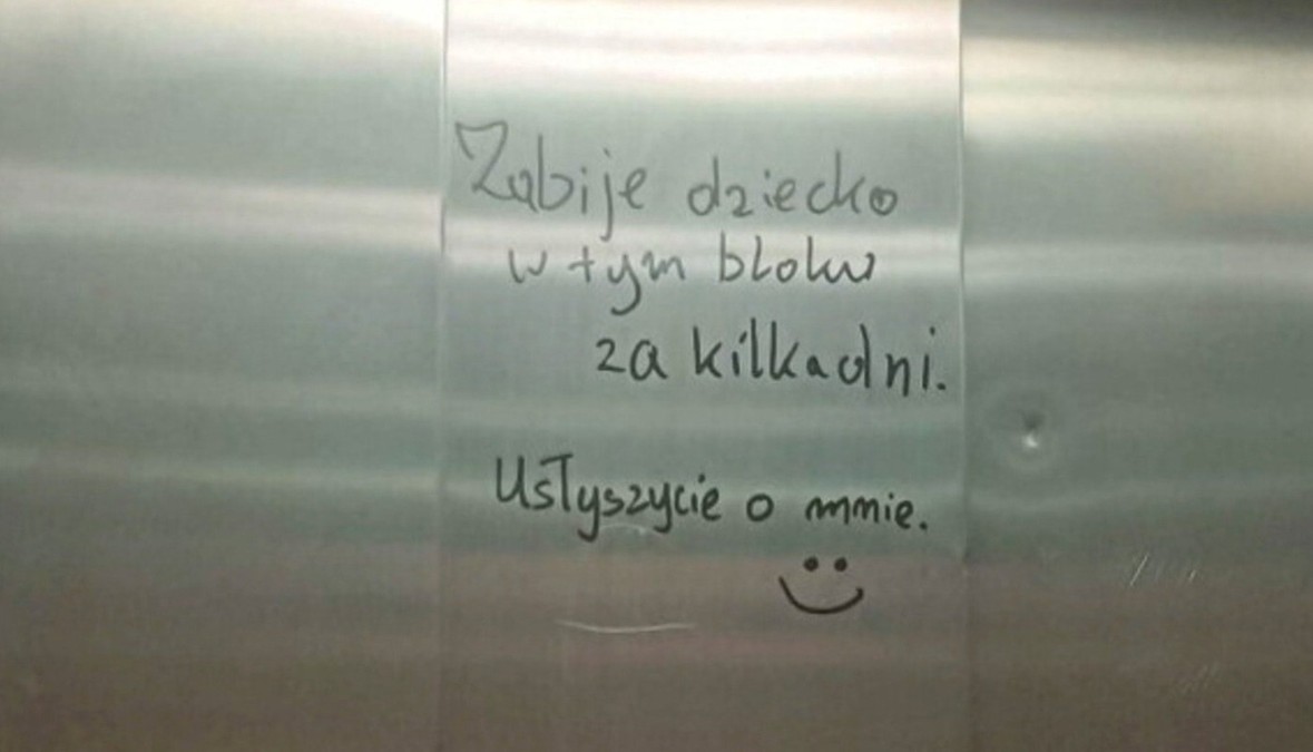 Katowice: Groźby morderstwa na ścianach wind. Za informację o sprawcy wyznaczono nagrodę
