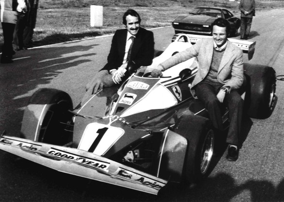 Clay Regazzoni i Niki Lauda - koledzy z teamu Ferrari (1975 r.)