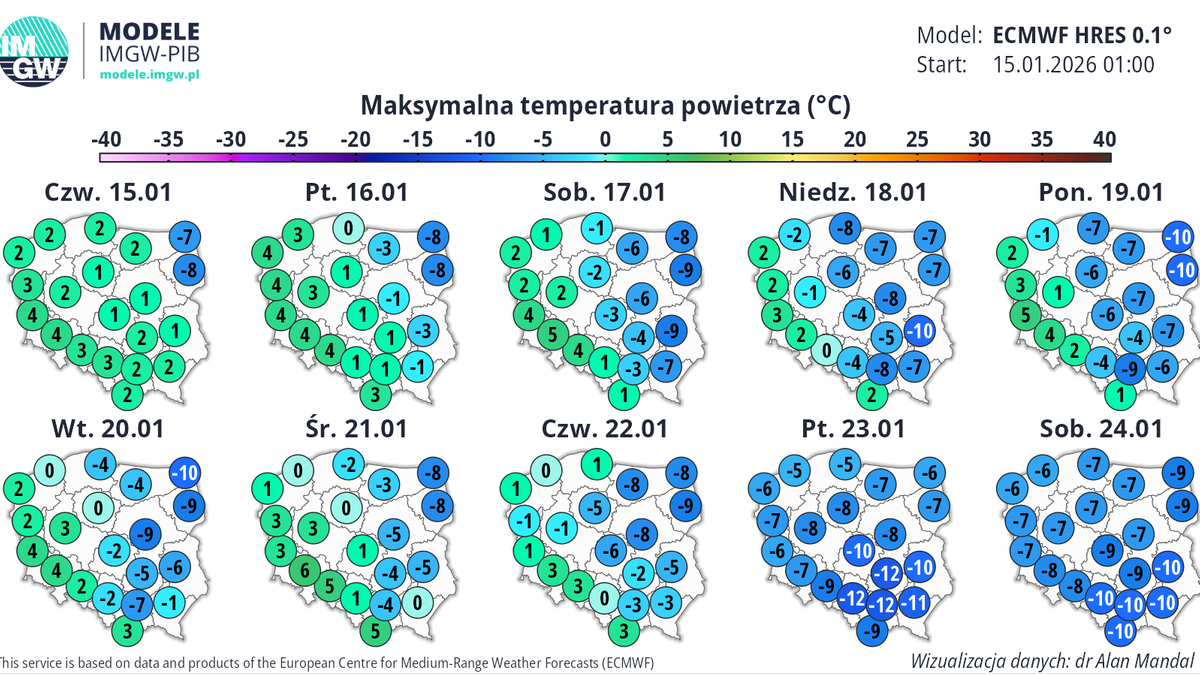 Strefa chłodu zacznie się powoli rozszerzać od weekendu - wynika z prognoz IMGW
