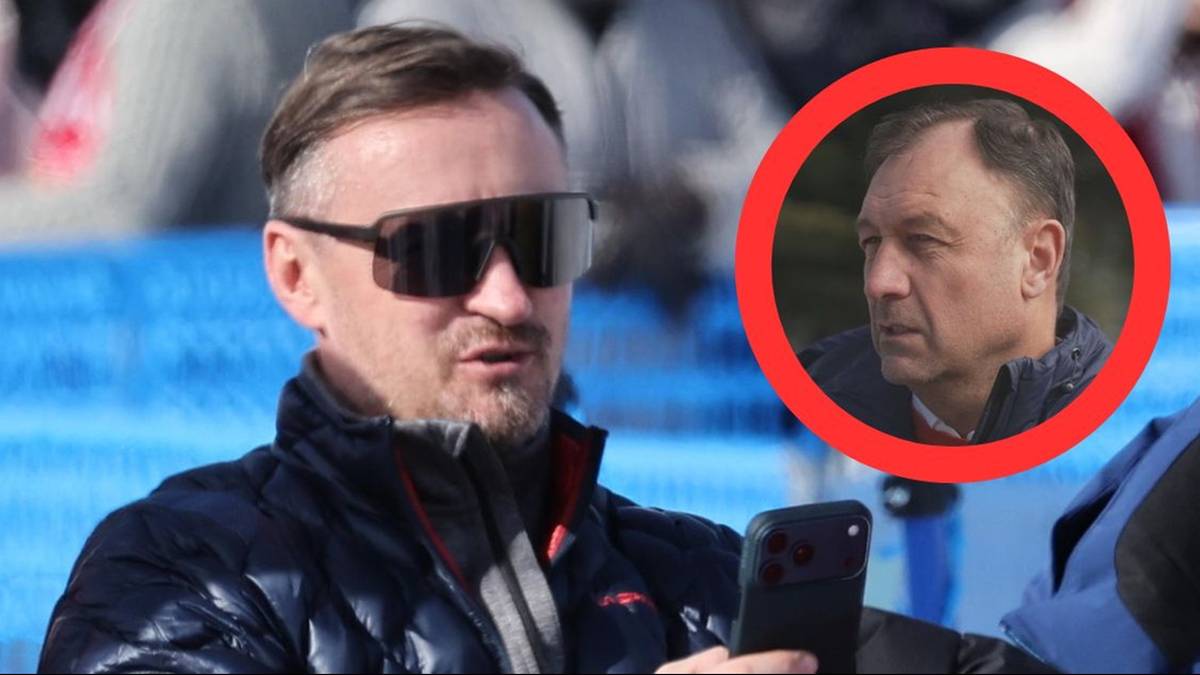 Zdjęcie przedstawia Sandro Pertille, dyrektora Pucharu Świata w skokach narciarskich, trzymającego telefon kom&oacute;rkowy. W prawym g&oacute;rnym rogu umieszczono jego portret.