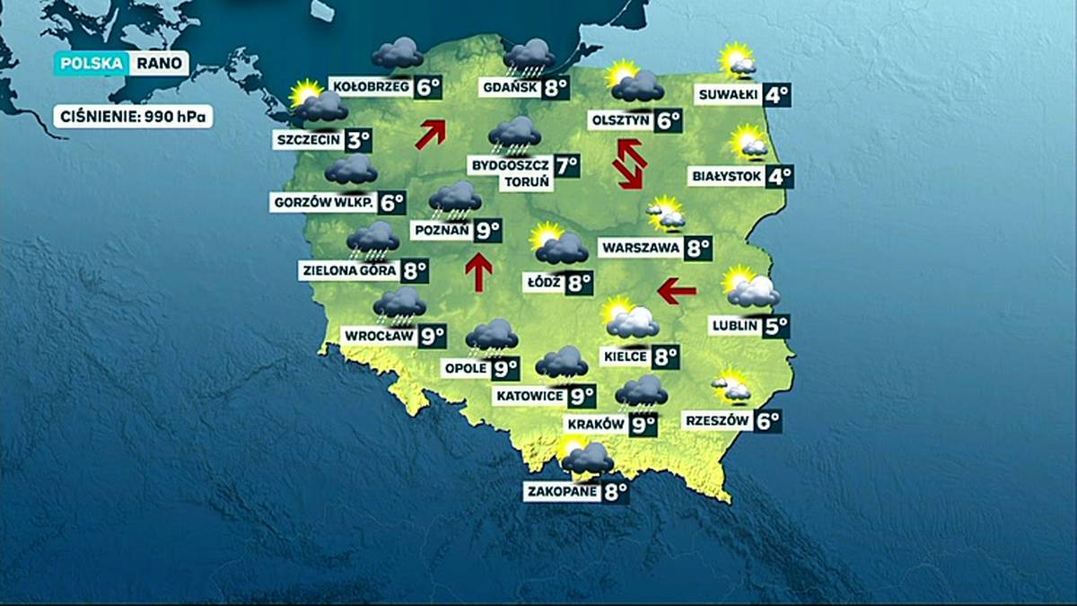 Prognoza pogody - piątek, 15 maja - rano