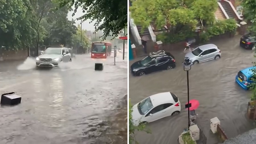 Potop na ulicach Londynu. Fot. YouTube.