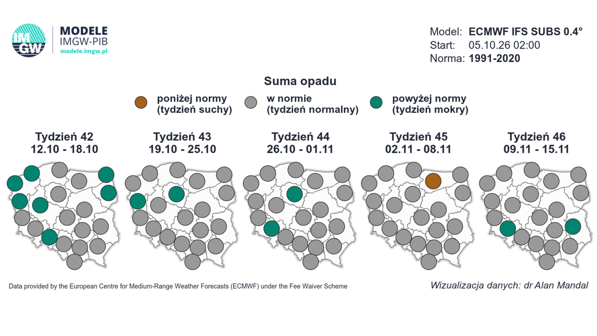 Druga połowa października może być bardziej deszczowa. Niewykluczone, że miejscami popada też 1 listopada