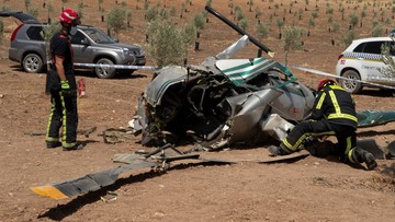 Katastrofa helikoptera w Hiszpanii. W czasie niskiego przelotu maszyna zahaczyła o drzewo [ZDJĘCIA]