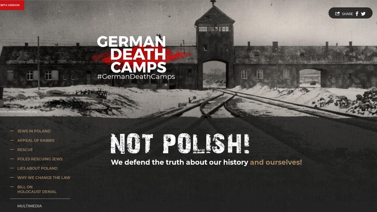 "German Death Camps - Not Polish". Resort sprawiedliwości uruchomił stronę w związku z ustawą o IPN