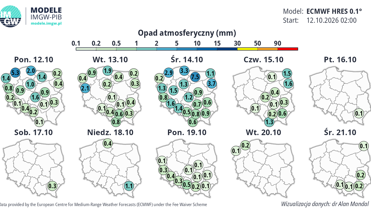 Przez dużą część obecnego tygodnia będzie pochmurnie i deszczowo w wielu miejscach. Potem aura powinna być spokojniejsza