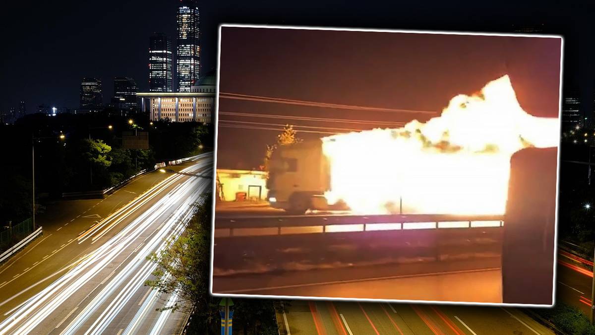 Płonąca ciężarówka na tureckiej autostradzie. Kierowca nie mógł się zatrzymać