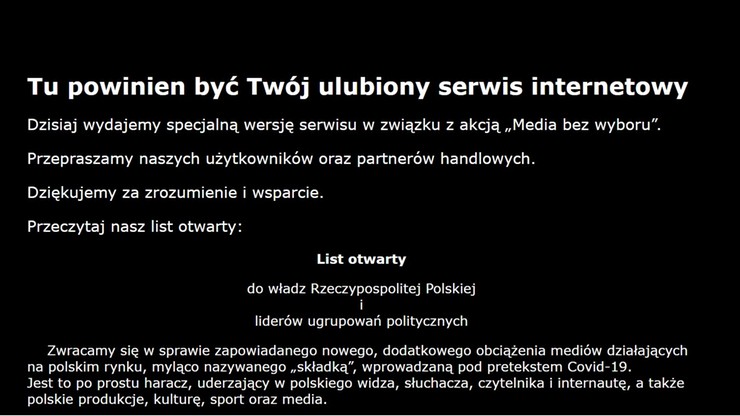 "Media bez wyboru". List otwarty do władz RP