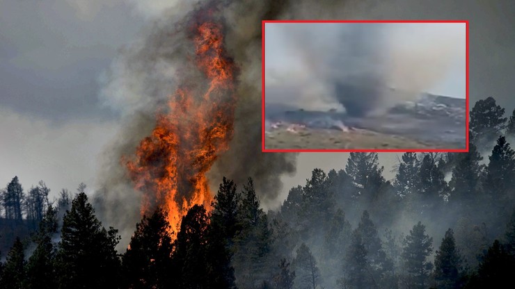 Portugalia: Tornado ogniowe nagrane przez strażaka
