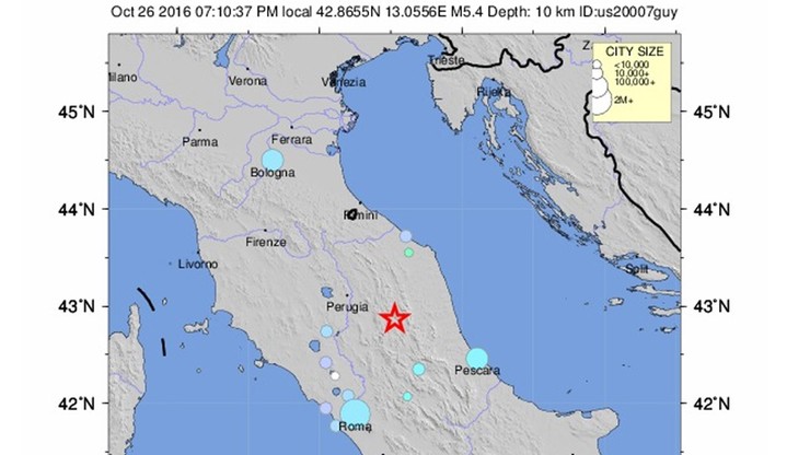 Silne trzęsienie ziemi w środkowej części Włoch
