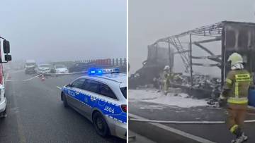Śmiertelny karambol i pożar cysterny. Wielogodzinne korki po tragediach na autostradzie A4