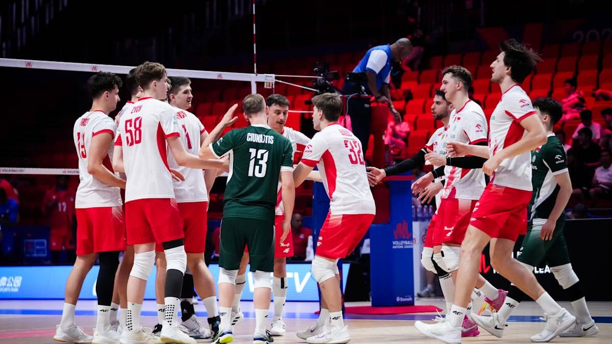 Reprezentacja Polski siatkarzy podczas meczu Ligi Narodów