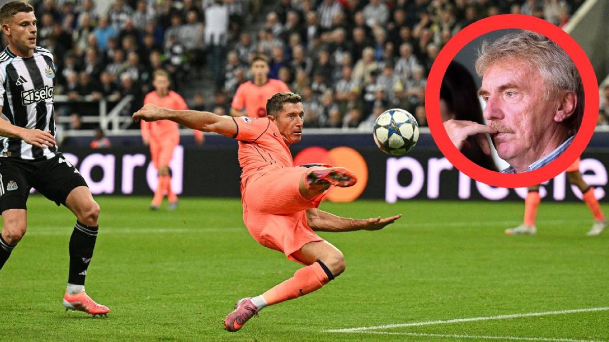 Zbigniew Boniek w kole, piłkarz w akcji na boisku.