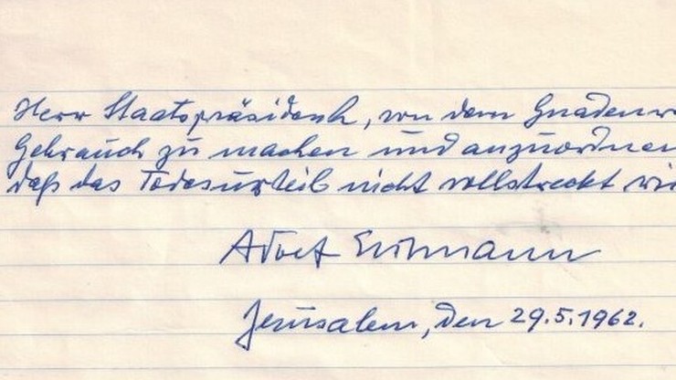Izrael ujawnił ostatni list Eichmanna: prosił o łaskę